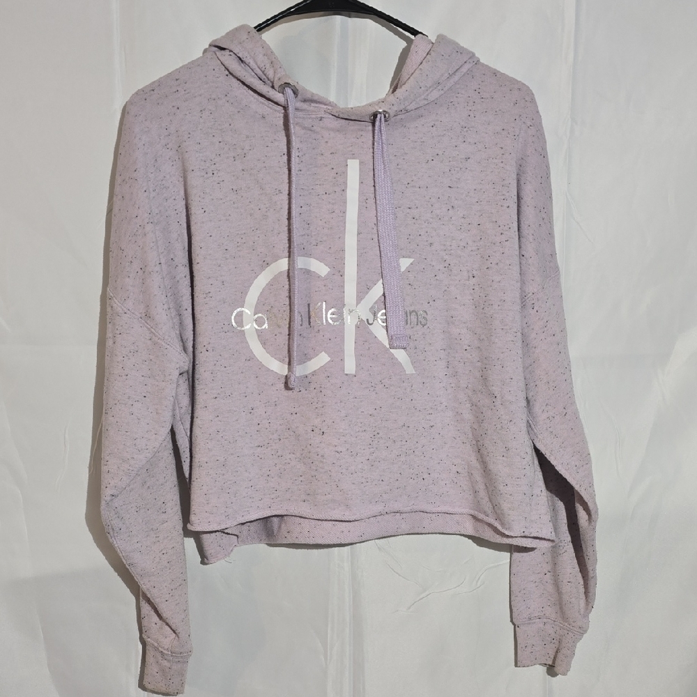 Calvin Klein Women's Speckled Purple Cropped Hoodie